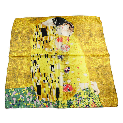 Feines Damen-Nickituch aus 100% Seide, Seidentuch, 52cmx52cm, gold grün